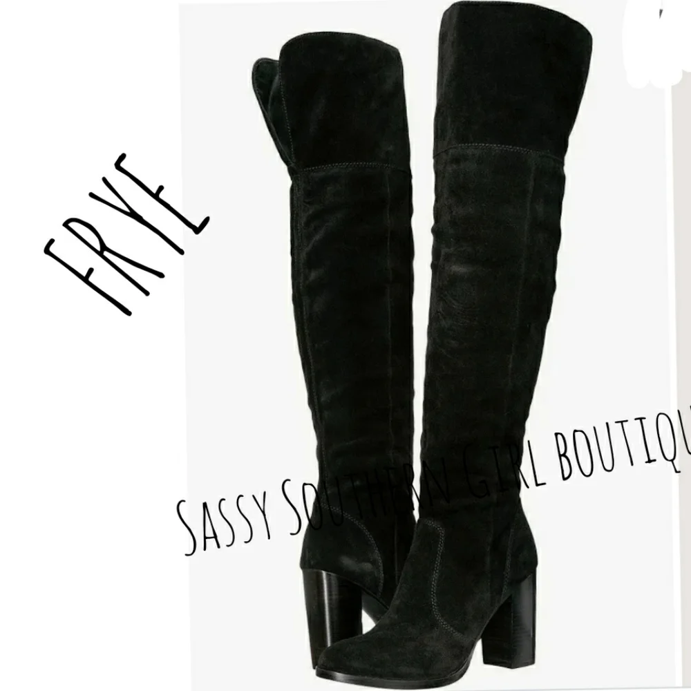 🆕⭐FRYE Over the Knee black suede leather boots